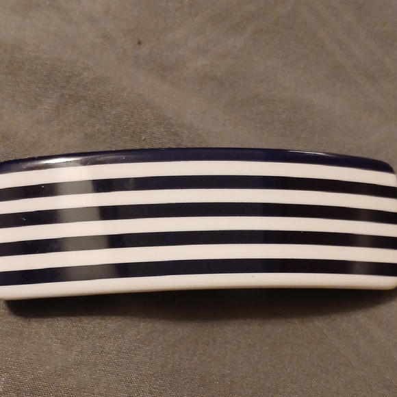 Navy and White Striped Hair Clip - Picture 3 of 3